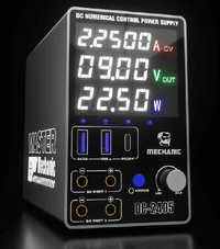 Блок питания с цифровой индикацией MECHANIC DC-2405, 24V 5A, регулируемый, 3-режимы, PD3.1, QC-3. USB-A. 2*DC-Port*0-24V, 220V/120W. 137*118*72mm.