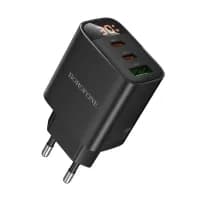 Мережевий зарядний пристрій BOROFONE BA98A Ilustre PD30W (2C1A) Charger with digital display set (C to C) (EU) Black