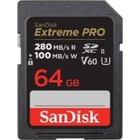 SanDisk Extreme PRO 64GB V60 UHS-II SD cards, 280/100MB/s,V60,C10,UHS-II