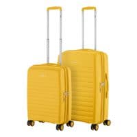 Набір валіз 2E, Aero, поліпропілен, (M+S),TSA, 4 колеса, EXP, бурштиново-жовтий