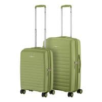Набір валіз 2E, Aero, поліпропілен, (M+S),TSA, 4 колеса, EXP, оливково-зелений