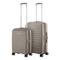 Набір валіз 2E, Aero, поліпропілен, (M+S),TSA, 4 колеса, EXP, сіро-коричневий