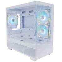Корпус 1stPlayer Mi5-WH-2FC7R-W-1F7-W, белый, без БП, Mini Tower, Micro ATX/Mini ITX, 1xUSB 3.0/1xUSB 2.0, макс. CPU – 185 мм/VGA – 360 мм, 3x120 мм ARGB, боковая и передняя панель из закаленного стекла