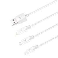 Кабель HOCO X1 USB-1 3 in 1 Micro/Iphone/Type-C, 2A, длина 1м, White, Box