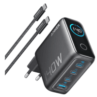 Сетевая зарядка ANKER Laptop GaN Charger 140W, 3xUSB-C PD3.1 & 1xUSB-A w Display and Cable (Black)