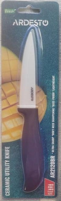 Нож керамический универсальный Ardesto Fresh, 10см, керамика, пластик, коричневый
