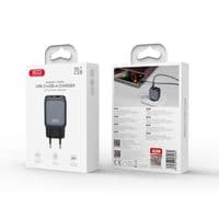 Мережевий зарядний пристрій XO L154 (1USB-С, 1USB, 3А) PD, QC 3.0 Black (L154.black)