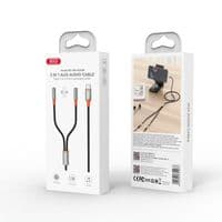 Кабель XO AUX 2х3.5 мм - USB Type-C (F/M), 1 м, Black (NB-R269B.black)