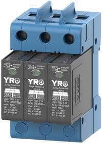Фотогальваническая защита  от перенапряжения постоянного тока YRSP-D2 DC SPD 3P 20-40KA 1000Vdc T2 трезполюсный