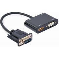 Адаптер Cablexpert VGA - HDMI+VGA (M/F), 0.15 м, Black (A-VGA-HDMI-02)