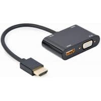 Адаптер Cablexpert HDMI - HDMI/VGA+Аудио 3.5 мм, M/F, 0.15 м, черный (A-HDMIM-HDMIFVGAF-01) коробка