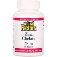 Минералы Natural Factors Хелатный Цинк, 25 мг, 90 таблеток (NFS-01683)