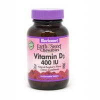 Витамин Bluebonnet Nutrition Витамин D3 400IU, Вкус Малины, Earth Sweet Chewables, 90 жу (BLB0360)