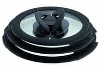 Набір скляних кришок Tefal Ingenio, 16см, 18см, 20см, скло, пластик, чорний
