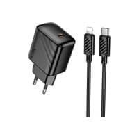 Зарядний пристрій HOCO CS24A Puerto single-port PD25W Charger Set (C to iP)(EU) Black