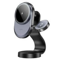 Автоутримувач для телефону HOCO HW29 Totem ring magnetic wireless fast charging car holder (center console) Black Metal Gray