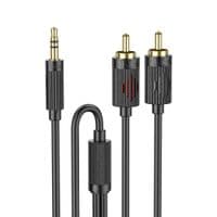 Аудіокабель HOCO UPA28 3.5 double lotus RCA audio cable Black