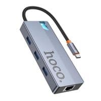 USB-хаб HOCO HB51 Wow 6-in-1 multi-function converter (HDTV+RJ45+PD+USB3.0*3) Deep Space Gray