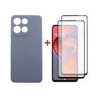 Чохол до мобільного ��елефона Dengos Motorola G15/G15 Power Carbon + glass 2pcs (Grey) (DG-CTG2P-17)