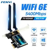 Мережева карта PCI-E x1, Fenvi FV-AX5400, WiFi 6E (до 5374 Mbps), Bluetooth 5.3, Intel AX210, 2 зовнішні антени