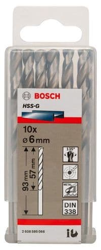 Свердло Bosch HSS-G 6 мм., 10 шт., по металу