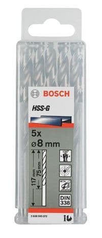 Сверло Bosch HSS-G 8 мм., 5 шт., по металлу