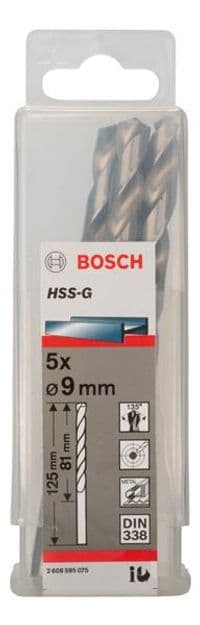 Свердло Bosch HSS-G  9 мм., 5 шт., по металу