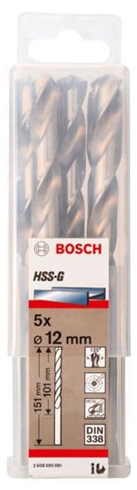 Сверло Bosch HSS-G 12 мм., 5 шт., по металлу