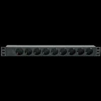 Kingda блок 19" на 9 розеток нім. станд., 10А, з індикат., без шнура, чорний, 1U