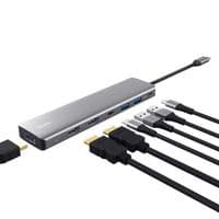 Адаптер Trust Dalyx 7in1 USB-C > 2xUSB-А 3.2/2xUSB-С/2xHDMI/Display Port, Алюминий, 0.16м, Серый