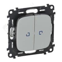 Переключатель Legrand 10АХ 250В 2-клавишный с подсветкой Алюминий, Valena ALLURE