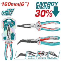 Плоскогубці TOTAL THT24616S з вигнутими губками посилені, L = 160мм.