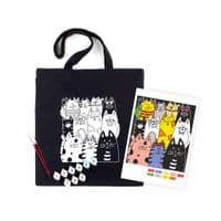 Набір для творчості Rosa Talent екосумка-розмальовка, чорна, Котики, 38х42 см (4823098542148)