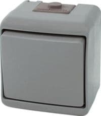 Выключатель ETI 1-клавишный (серый) (IP44) VHE-1-SR