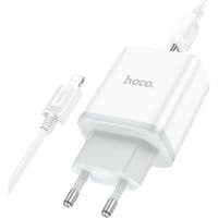 Зарядное устройство HOCO C105A Stage 1xUSB-C PD20W + 1xUSB QC3.0 + cable USB-C to Lightning White (6931474782939)