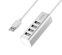 Хаб USB HOCO HB1, Silver, Type-C 2.0 - 4xUSB 2.0, кабель 80 см, алюмінієвий корпус
