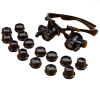 Лупа-окуляри бінокулярна NO.9892G8KX c Led підсвічуванням, 8 змінних лінз, 2,5х4х6х8х10х15х20х25, Вох