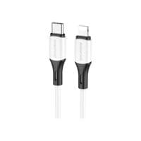 Дата кабель USB-C на Lightning 1.0m 3A 20W силиконовый BX79 белый BOROFONE (6974443384734)