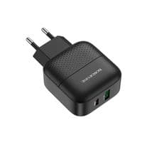 Зарядний пристрій BOROFONE BA46A Premium 1xUSB-C PD + 1xUSB QC3.0 18W Black (6931474727336)