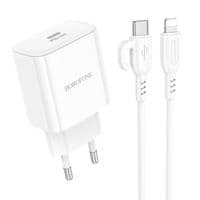 Зарядное устройство BOROFONE BA81A USB-C PD20W + cable USB-C to Lightning White (6941991108198)