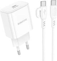 Зарядний пристрій BOROFONE BA81A USB-C PD20W + cable USB-C to USB-C White (6941991108204)