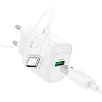 Набор СЗУ 110-240V HOCO C140A+ кабель Type-C, 1xUSB, 18W, кабель 1м, White, Blister