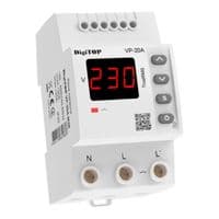 Захисне реле напруги однофазне DigiTop VP-20AM3R на DIN-рейку, 20А, 4400Вт, 120-270В, тримодульне з індикатором напруги (червоний)