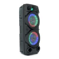 Мощная акустическая система с подсветкой ZQS8210, 2*20W, 1*Bluetooth микрофон, пульт, встроенный акум 4500mAh, питание 220В, Black, Box