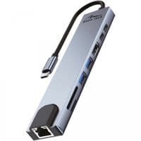 Док-станция USB3.1 Type-C -->HDMI 4K/2xUSB-A/2xUSB-C/RJ45/SD/TF/PD 100W 8 in 1 Media-Tech