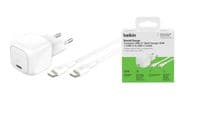 Зарядний пристрій мережевий Belkin 30Вт USB-С PD PPS, кабель USB-С > USB-C, 1м, PVC, білий