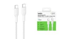 Кабель USB-C > USB-C заряджання/синхронізації Belkin 1м, 240Вт, Type-C, плетений, білий