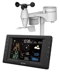 Метеостанция Sencor, внутр/наруж измерения, от сети/CR2032x1+AAx3, темп-ра, влажность, время, прогноз погоды, атмосферное давление, шв. ветра, черный