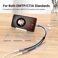 Кабель Vention Audio 2x3.5 мм F - USB Type-C M, 0.3 м, чорний (BGPHY)
