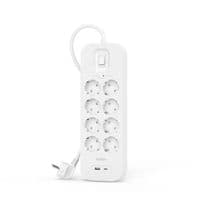 Подовжувач-фільтр мережевий Belkin 8хТип F, 3x1.5мм кв, 16А, USB-A/USB-C 18Вт, з захистом від перенапруги, 2м, білий